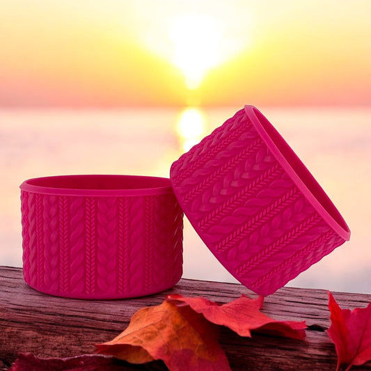 ALECIA (Hot Pink) | Cable Knit | Silicone Tumbler Boot