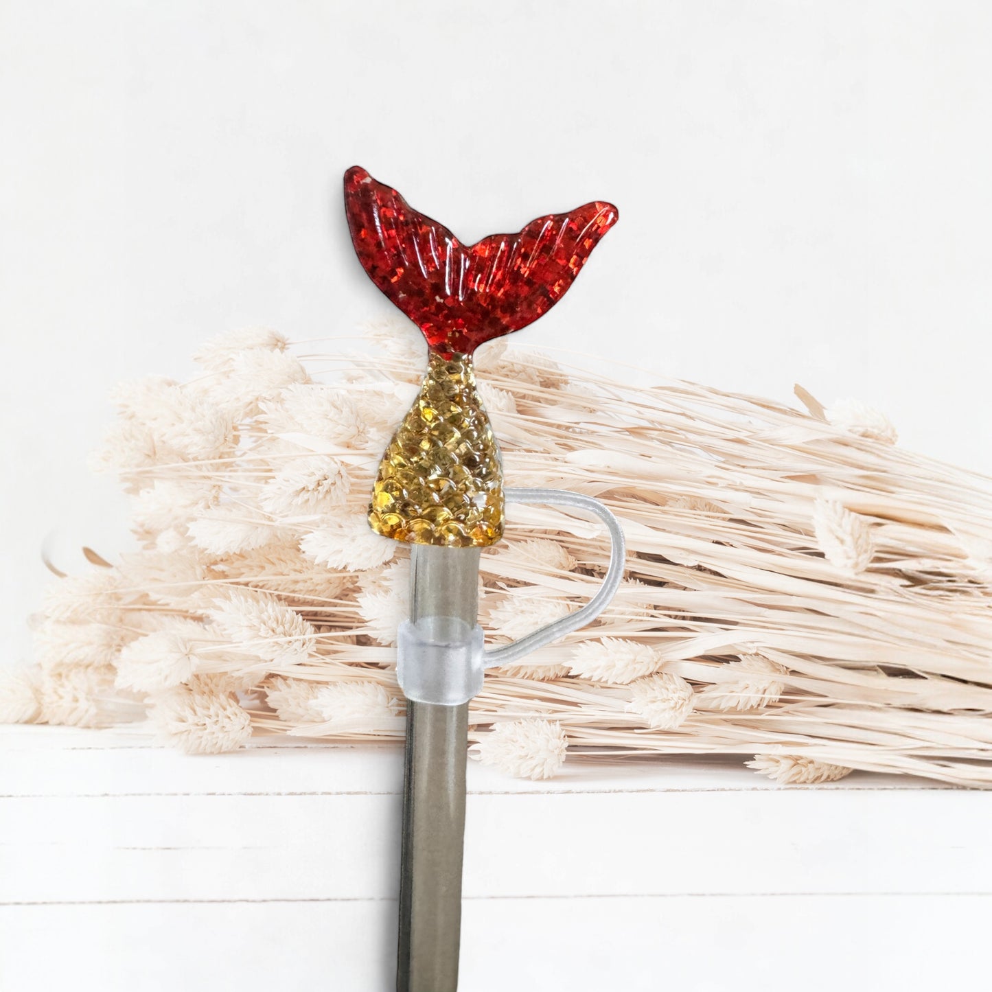 Red & Gold Mermaid Tail  | Straw Topper 10mm