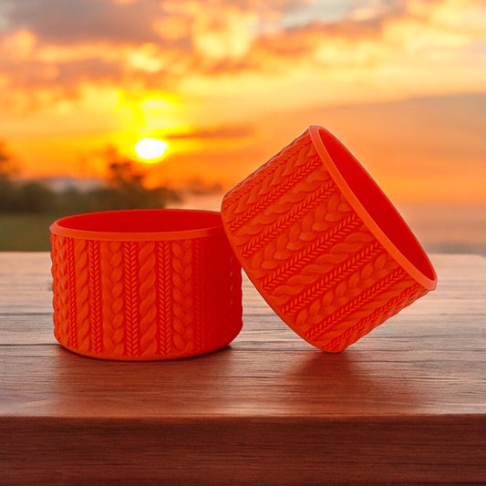 AMANDA (Tigerlily Orange) | Cable  Knit | Silicone Tumbler Boot