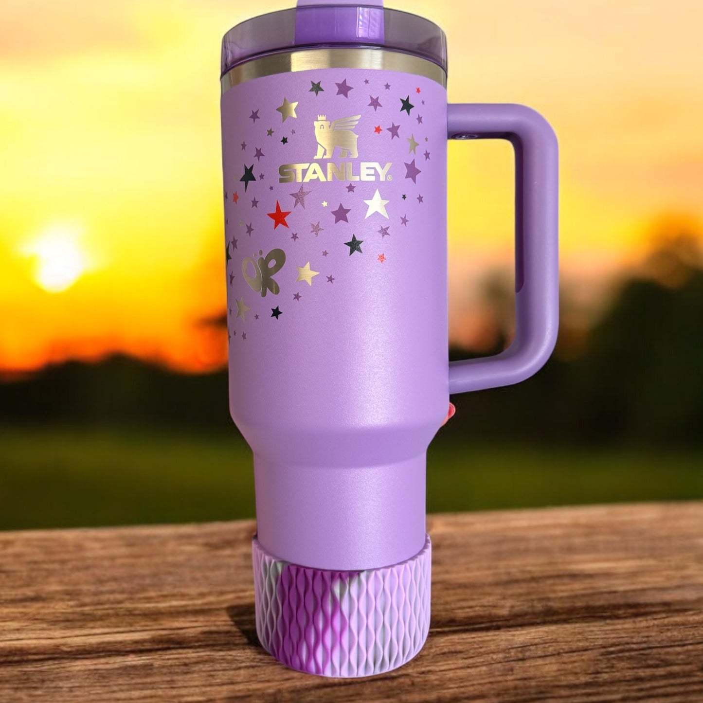 Purple Lavender & Silver (OR) Waves | Silicone Tumbler Boot