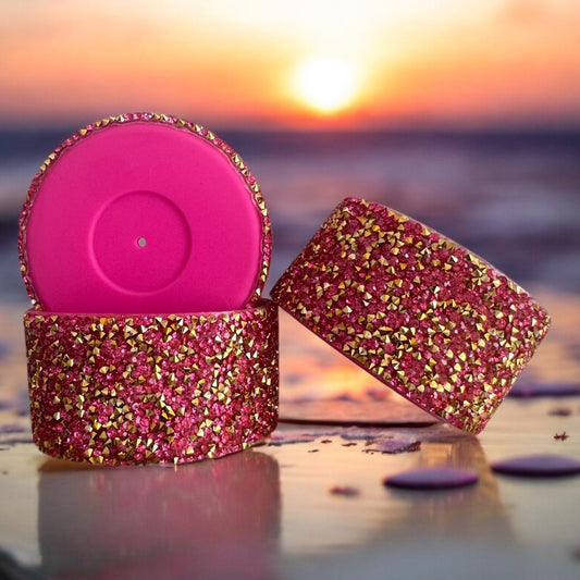 Pink Sapphire & Gold Gemstone | Silicone Tumbler Boot