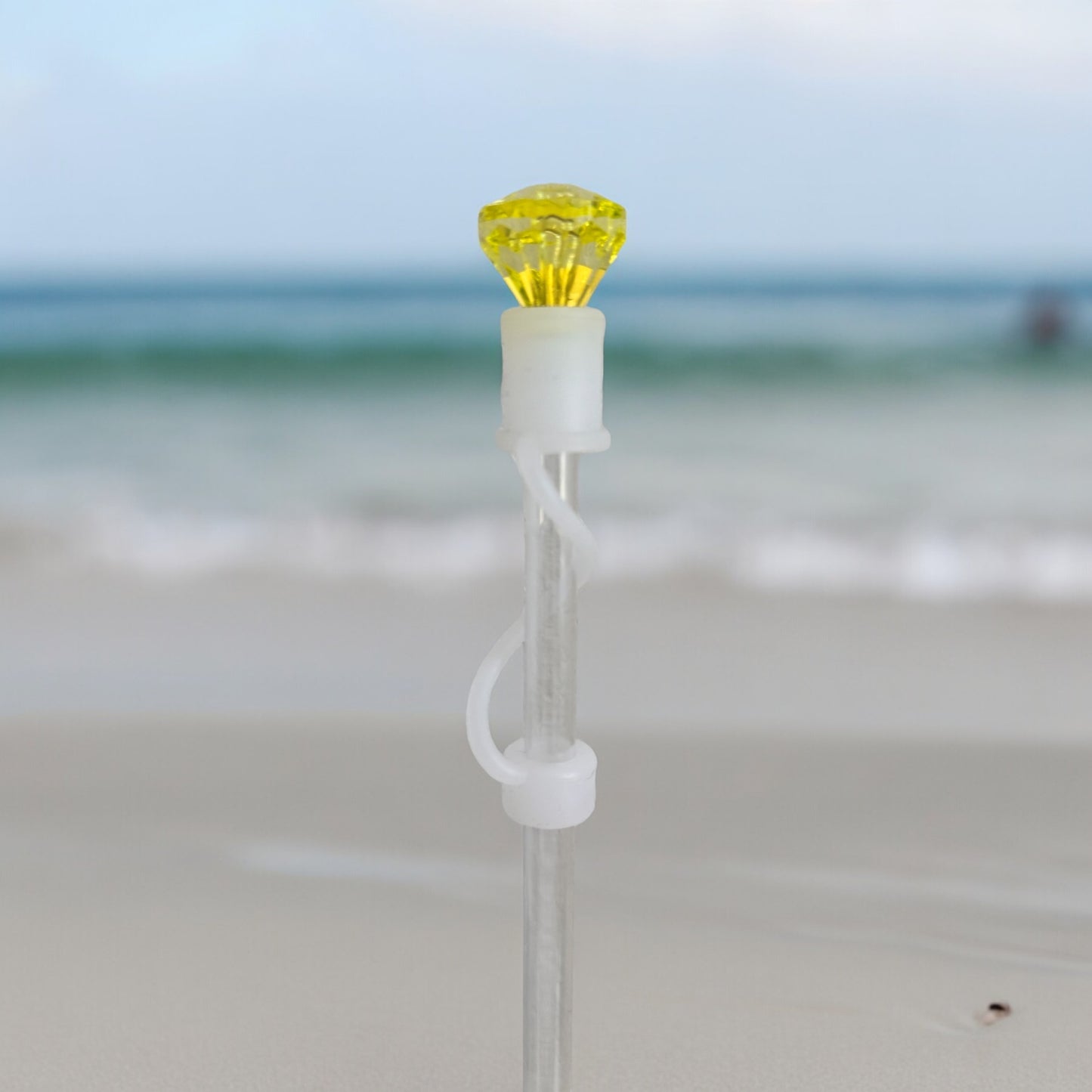 Yellow Diamond | Clear Silicone | Interchangeable Straw Topper 10mm