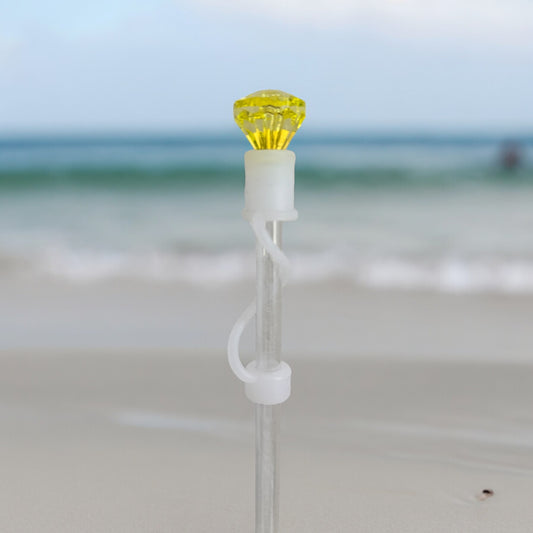 Yellow Diamond | Clear Silicone | Interchangeable Straw Topper 10mm