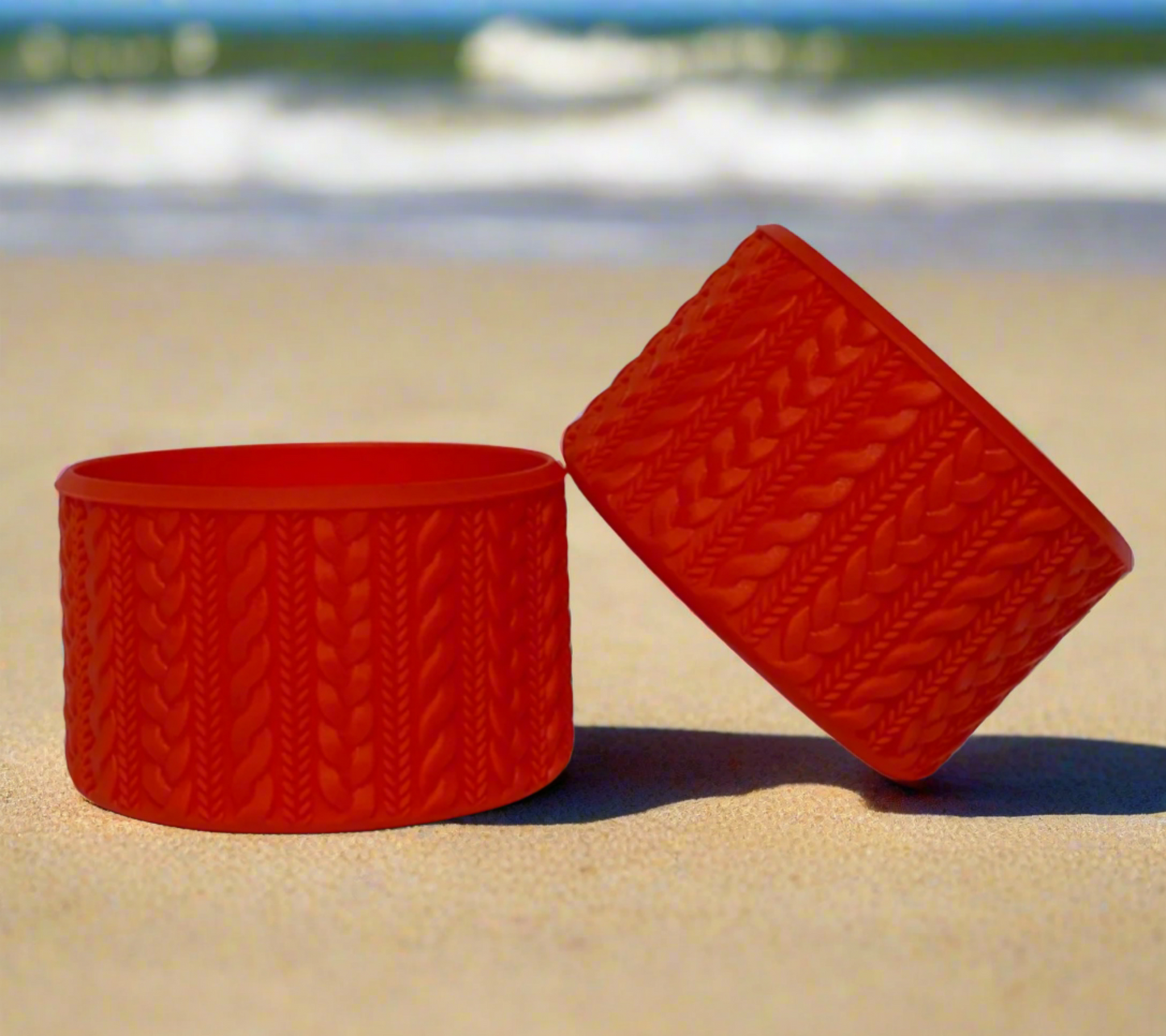Red Cable Knit | Silicone Tumbler Boot
