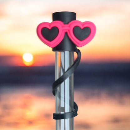 Pink Heart Sunnies | Silicone | Straw Topper 10mm