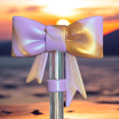 Happy Thoughts | Gold Bow | Shimmer | 3D BOW | Straw Topper 10mm