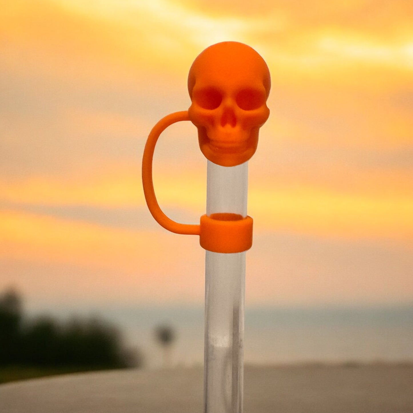 Orange Skull  | Straw Topper 10mm