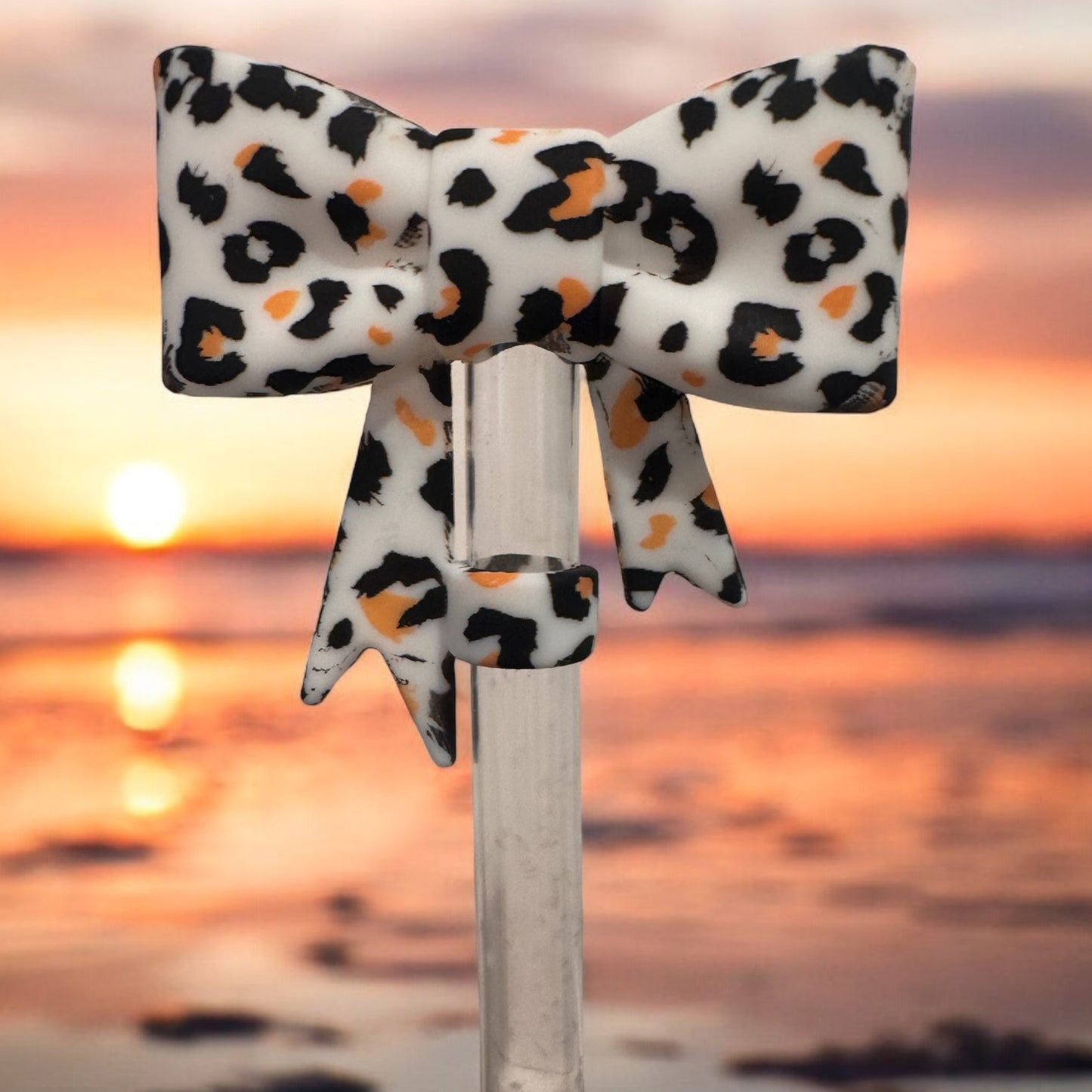 3D Leopard Bow | Straw Topper 10mm