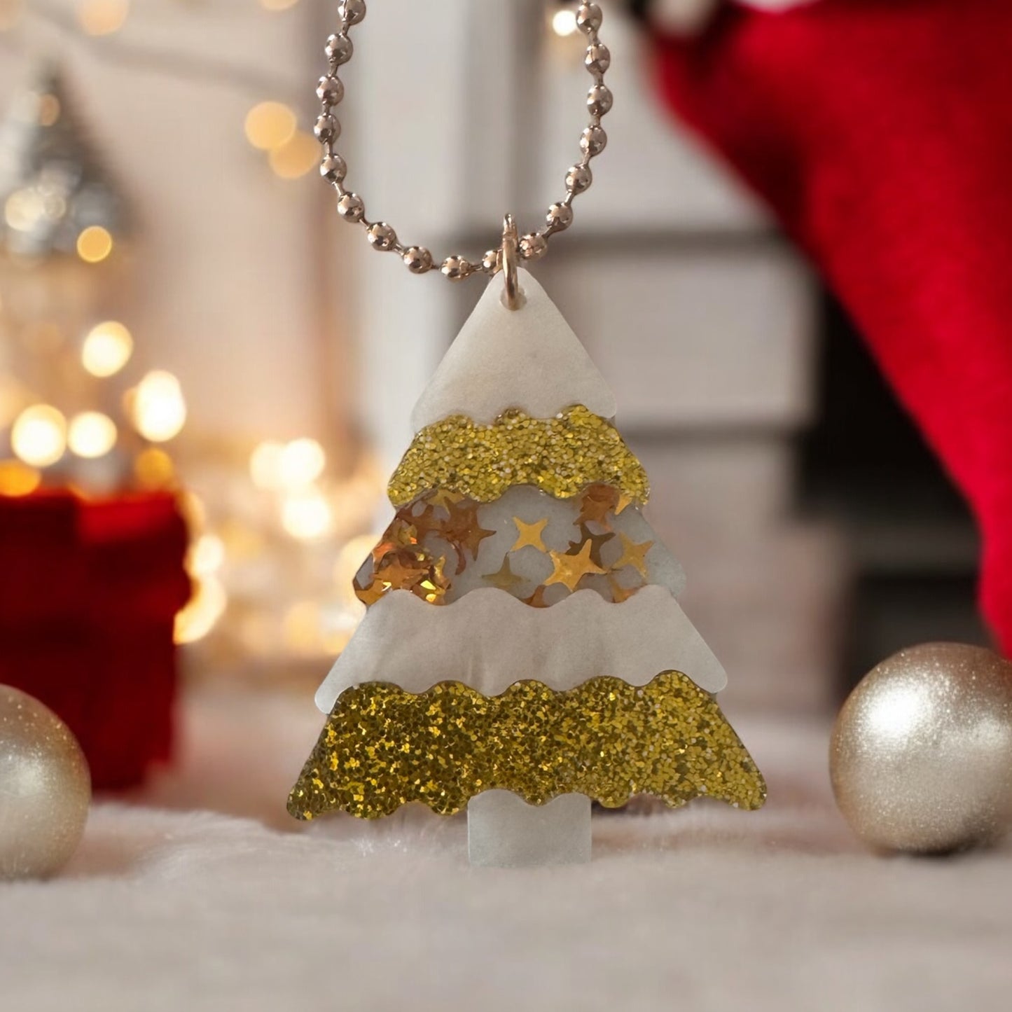 Gold Glitter Tree | Acrylic Tumbler Charm