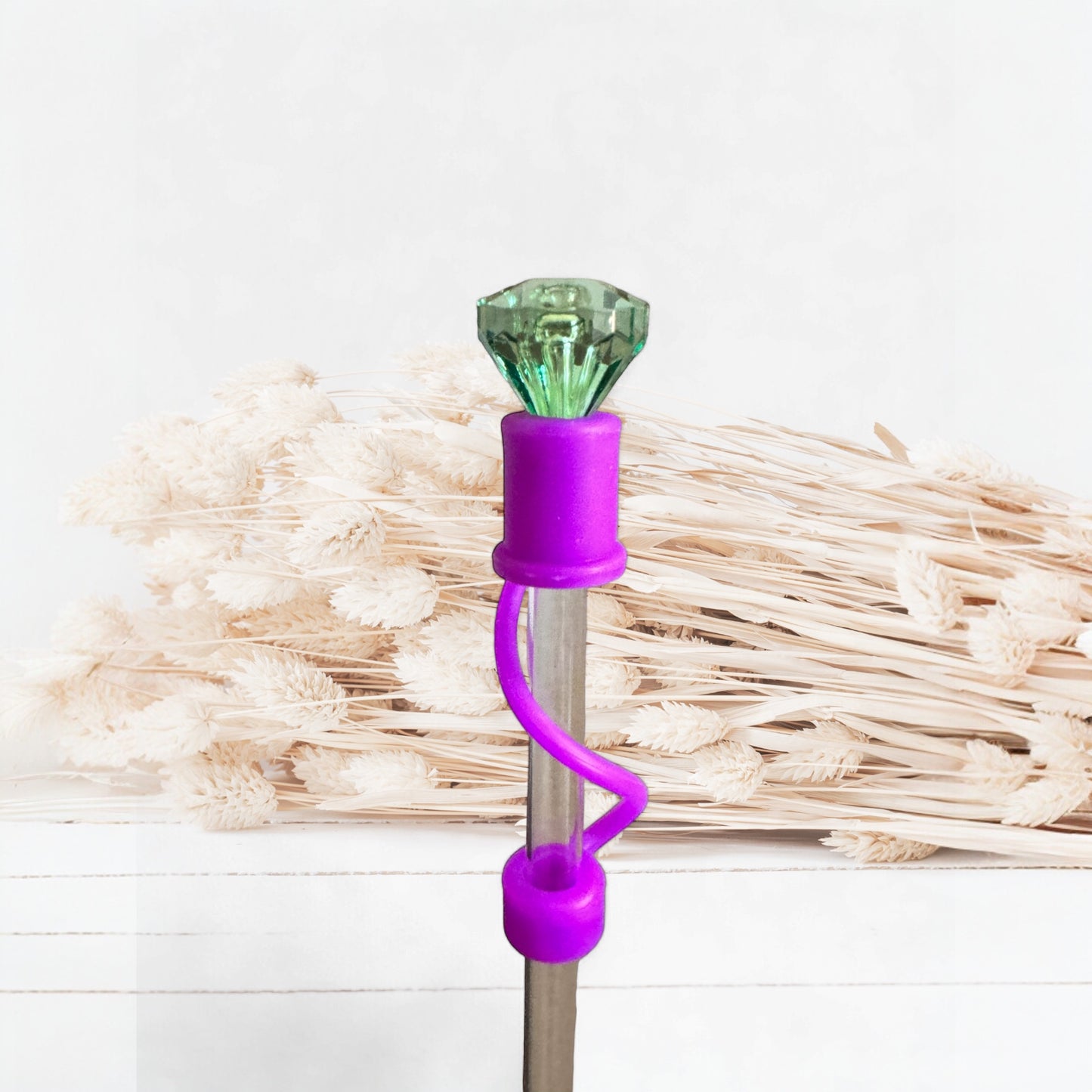 Green Diamond | Purple Silicone | Interchangeable Straw Topper 10mm