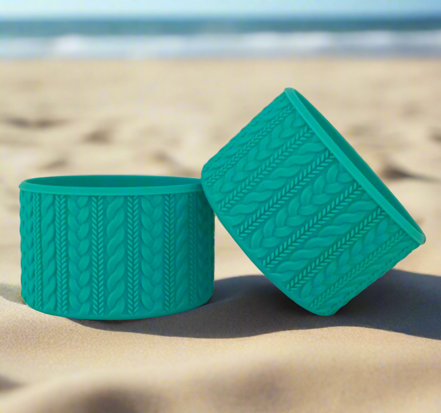 Teal Cable  Knit | Silicone Tumbler Boot