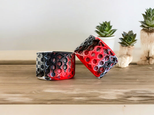 Red White & Black Waffle | Silicone Tumbler Boot