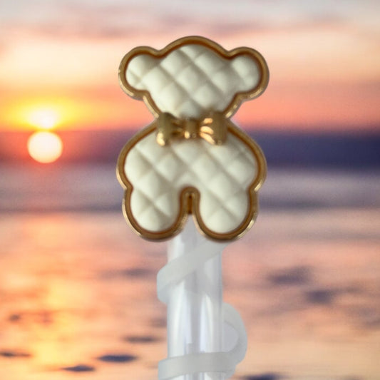 Velvet Cream Bear | Deluxe Straw Topper | 10mm