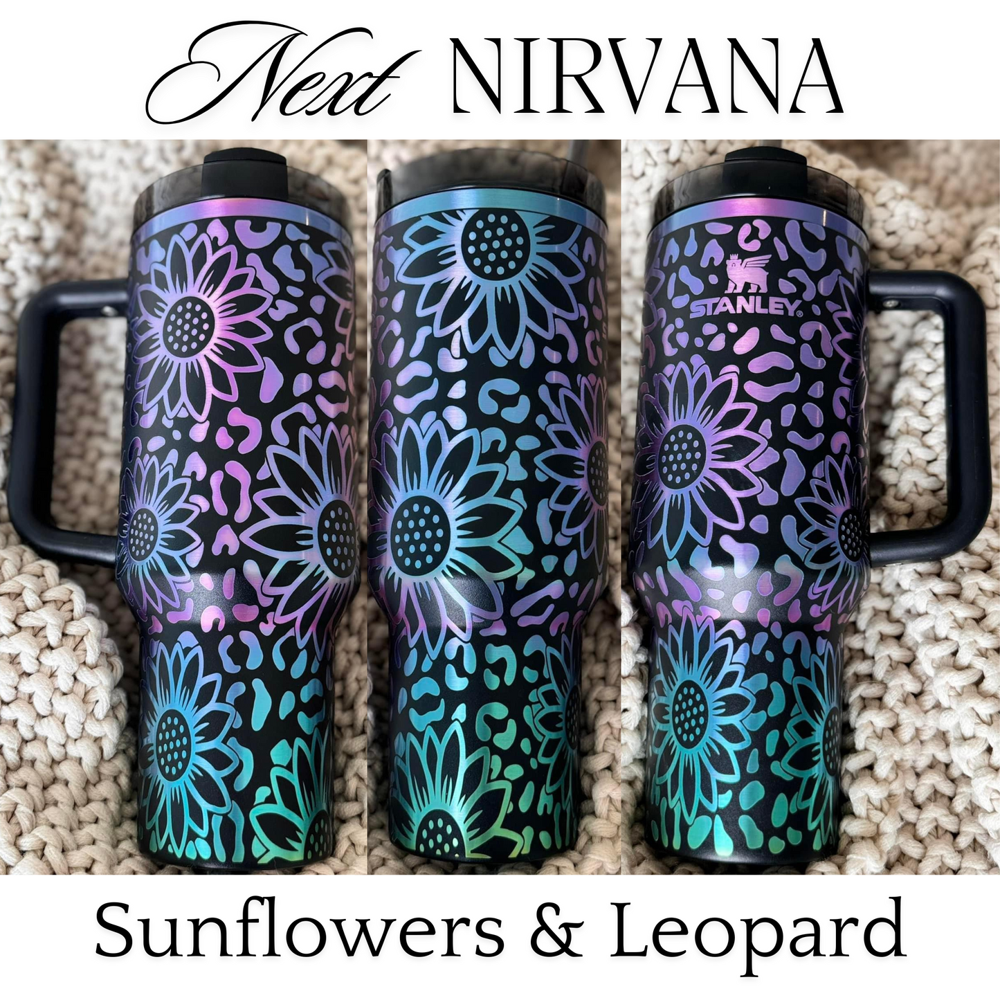 Engraved Tumbler - Sunflowers & Leopard