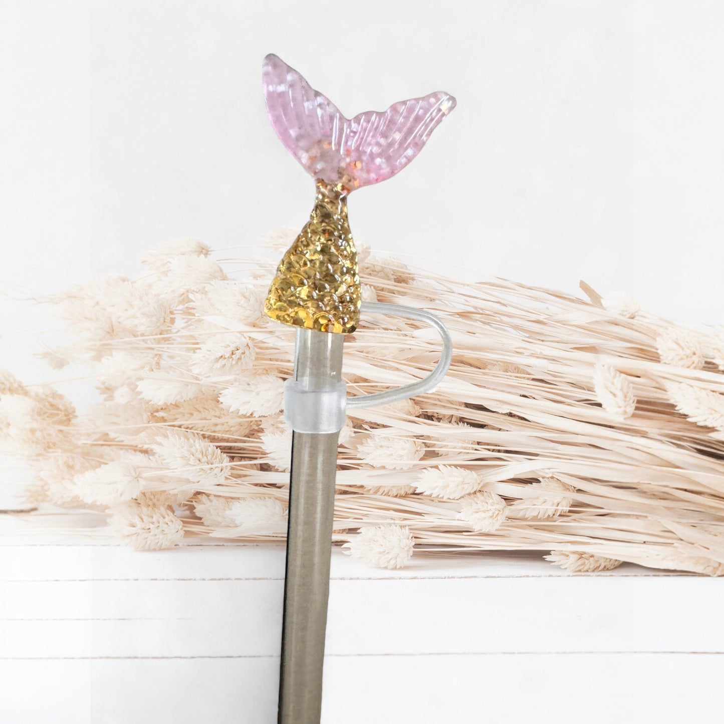 Pink & Gold Mermaid Tail  | Straw Topper 10mm