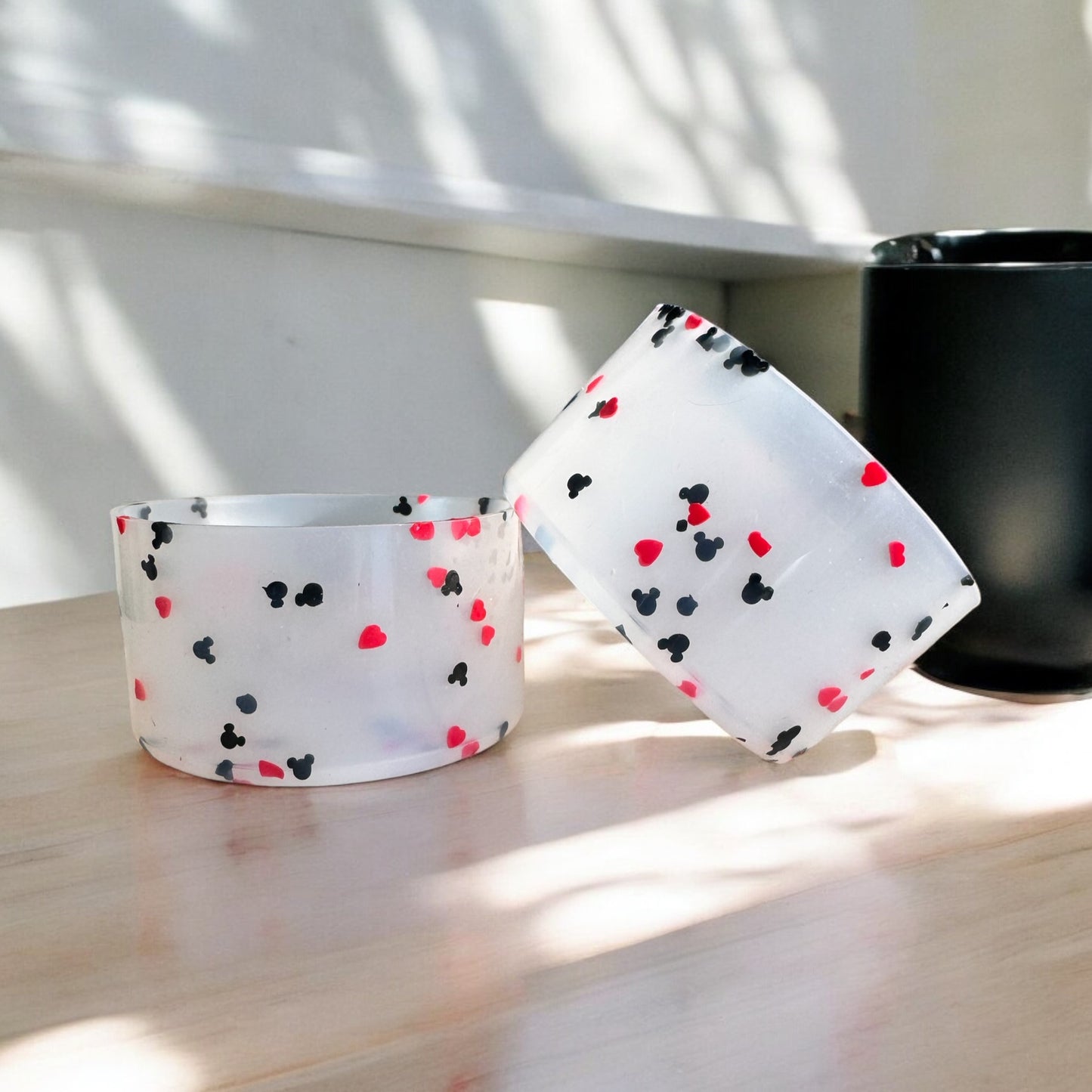 Glossy Mouse & Heart Confetti | Silicone Tumbler Boot