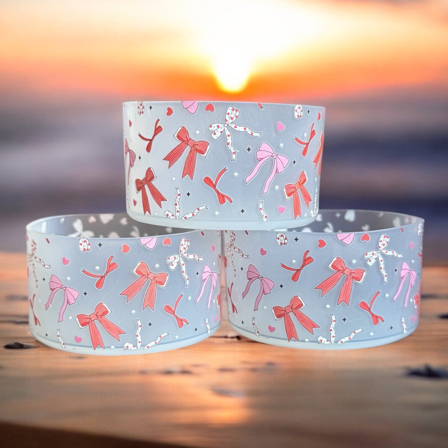 Valentines Bows | Semi Transparent | Silicone Tumbler Boot