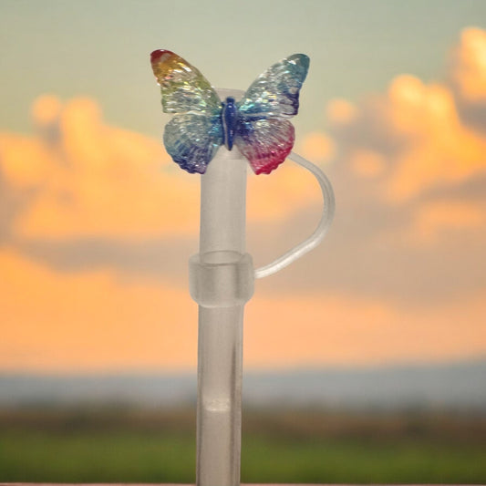 Rainbow Shimmer Butterfly  | Straw Topper 10mm