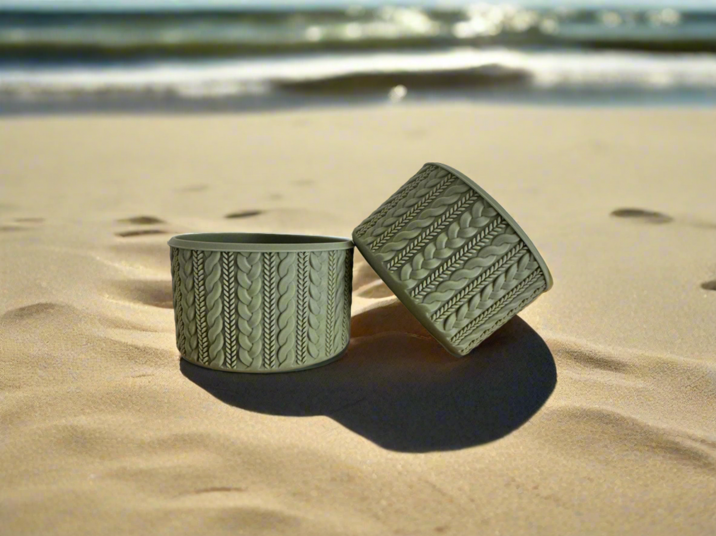 Sage Green Cable Knit | Silicone Tumbler Boot