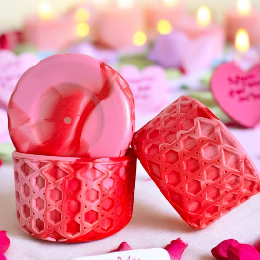 LIMITED RESTOCK PRE-ORDER | Sweet Hearts | Red & Bubblegum Pearl | Shimmer Waffle | Silicone Tumbler Boot