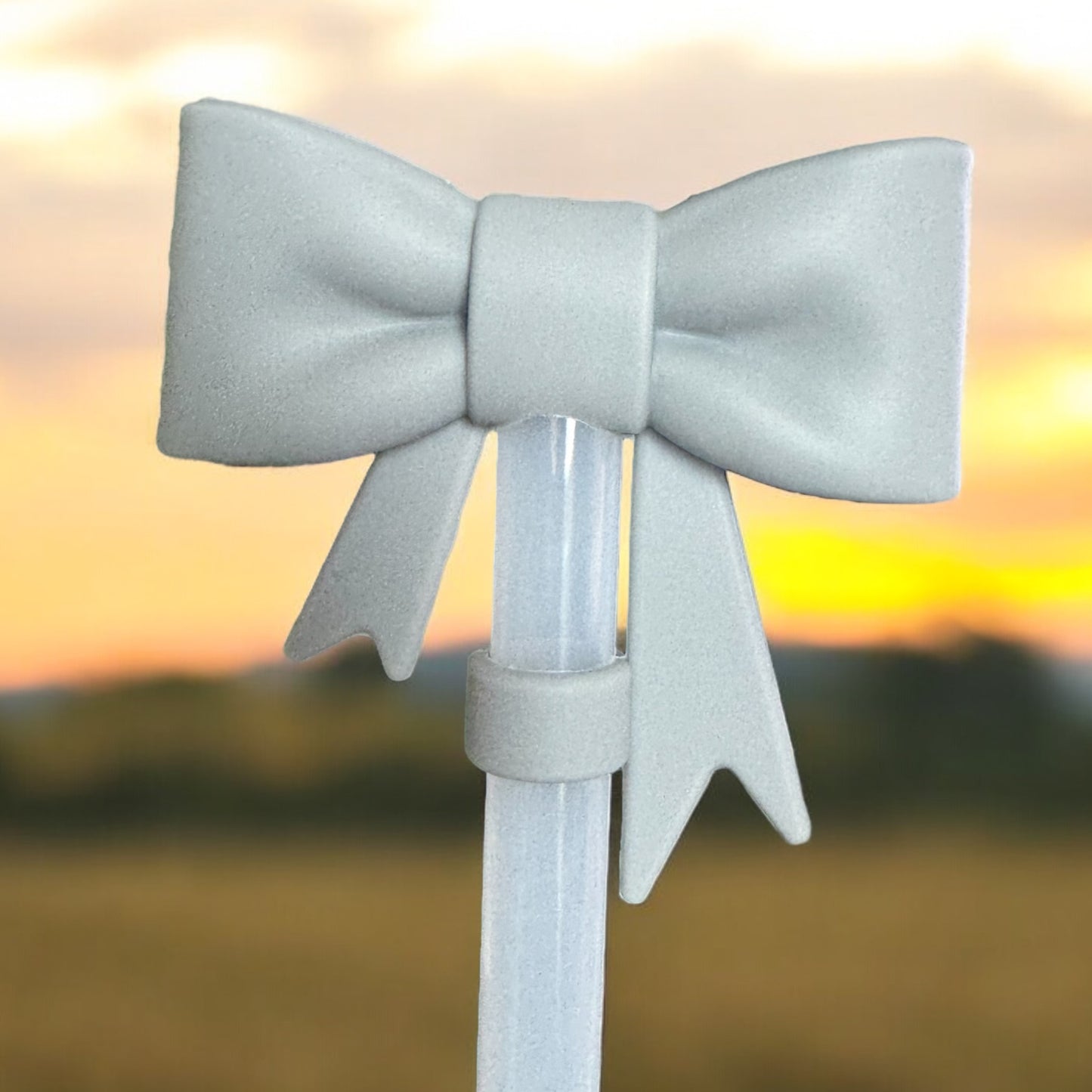 3D Gray Bow | Straw Topper 10mm