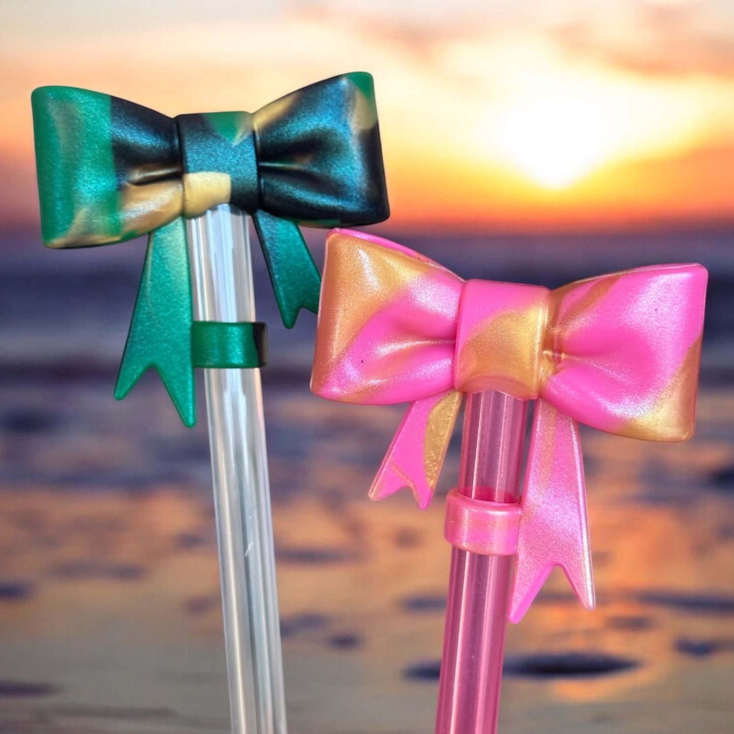 3D WICKED Good Bow Bundle | Glinda & Elphaba 2 Bow Set | Straw Topper 10mm