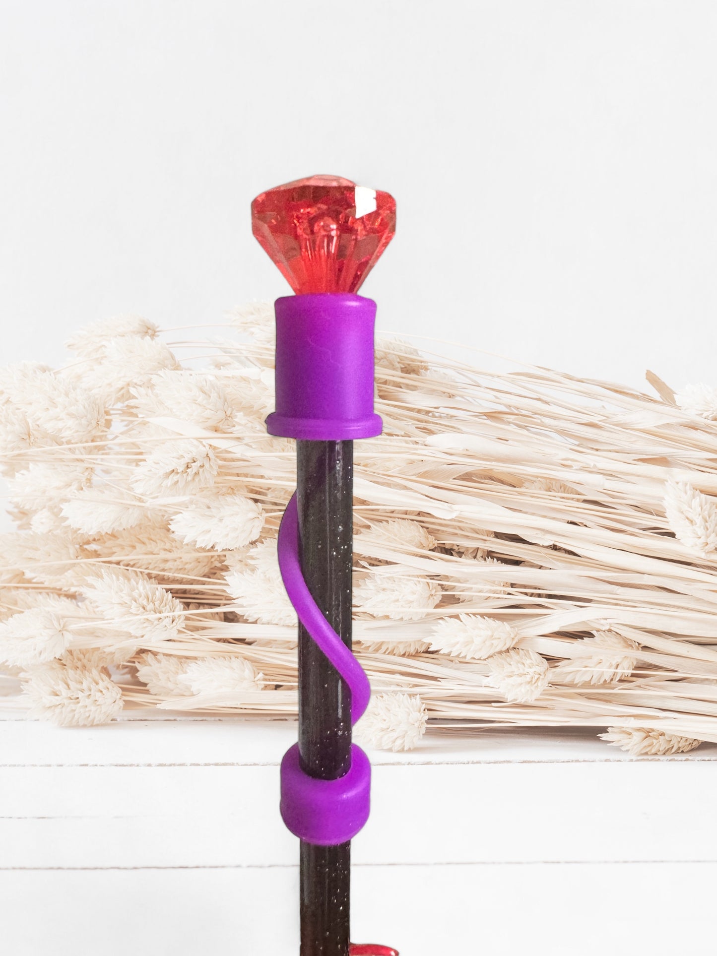 Red Diamond | Purple Silicone | Interchangeable Straw Topper 10mm