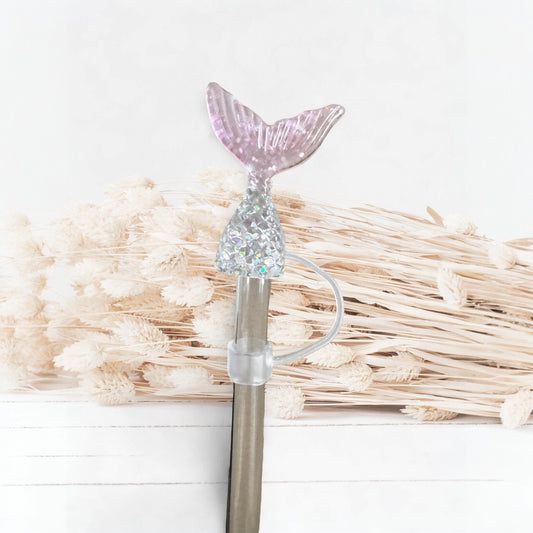 Pink & Silver Mermaid Tail  | Straw Topper 10mm