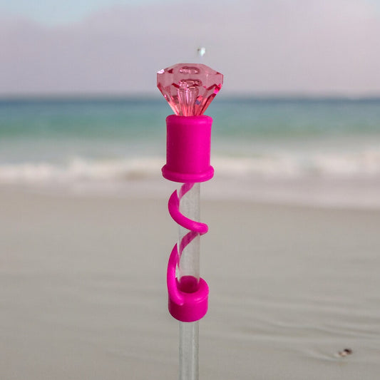 Hot Pink Diamond | Hot Pink Silicone | Interchangeable Straw Topper 10mm