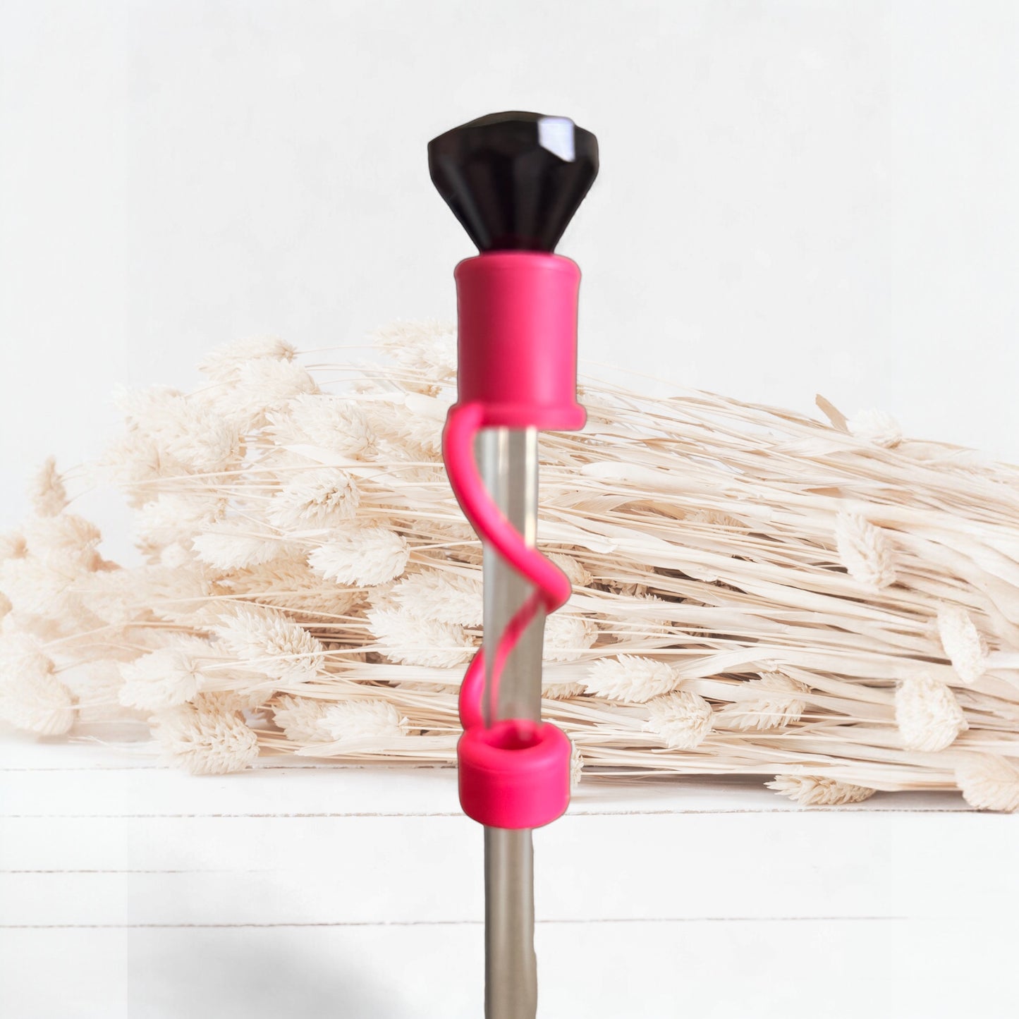 Black Diamond | Red Silicone | Interchangeable Straw Topper 10mm