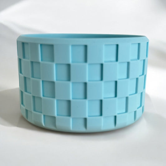 Aqua Blue Checkers | Silicone Tumbler Boot