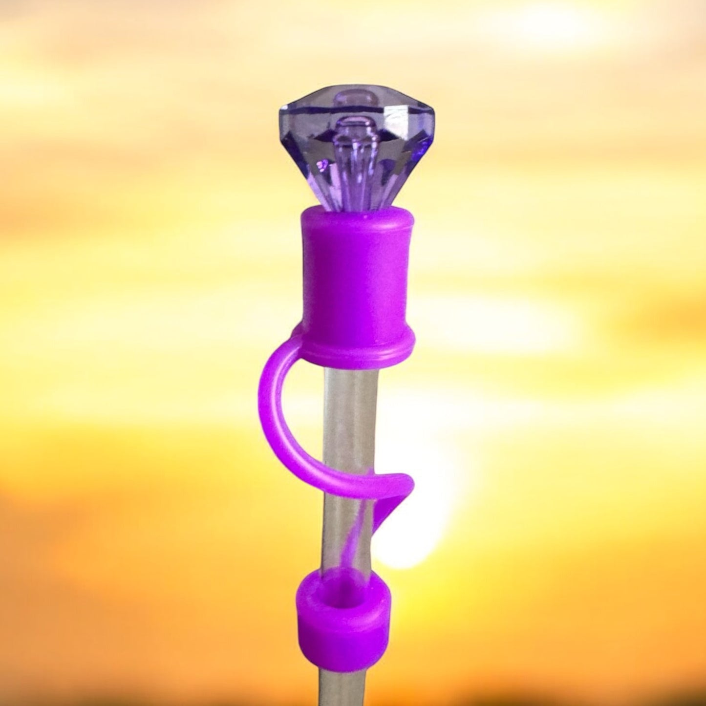 Deep Purple Diamond | Purple Silicone | Interchangeable Straw Topper 10mm