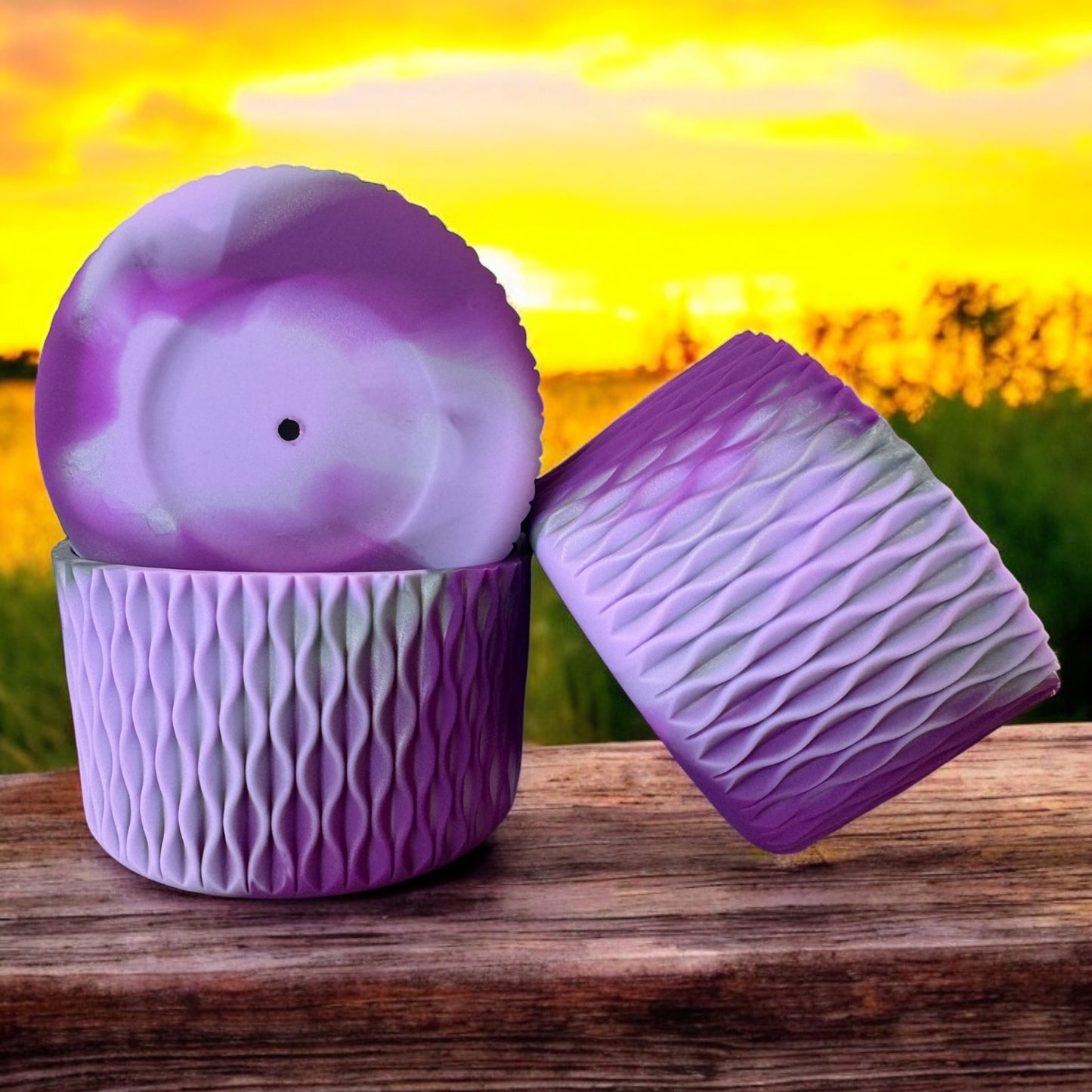 Purple Lavender & Silver (OR) Waves | Silicone Tumbler Boot