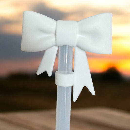 3D White Bow | Straw Topper 10mm