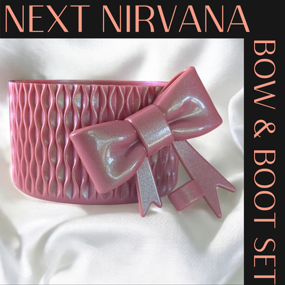 Antique Pink Shimmer | WAVES | 3D Bow & Boot Set