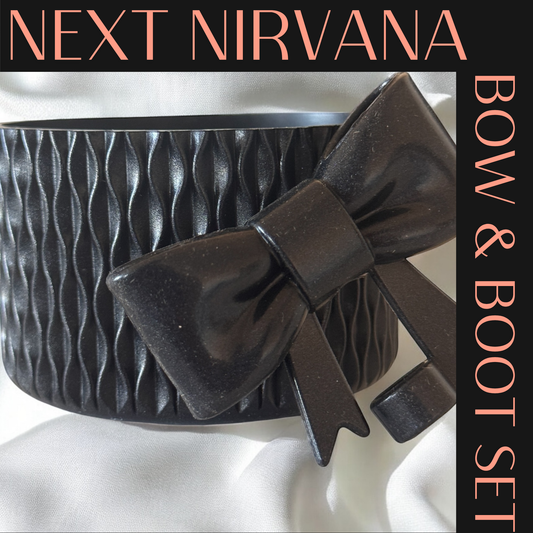 Blacklisted | Shimmer | Black Ice | WAVES | 3D Bow & Boot Set
