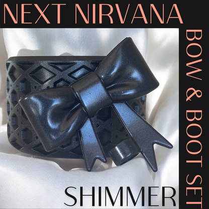 Blacklisted | Shimmer | Black Ice | WAFFLE | 3D Bow & Boot Set