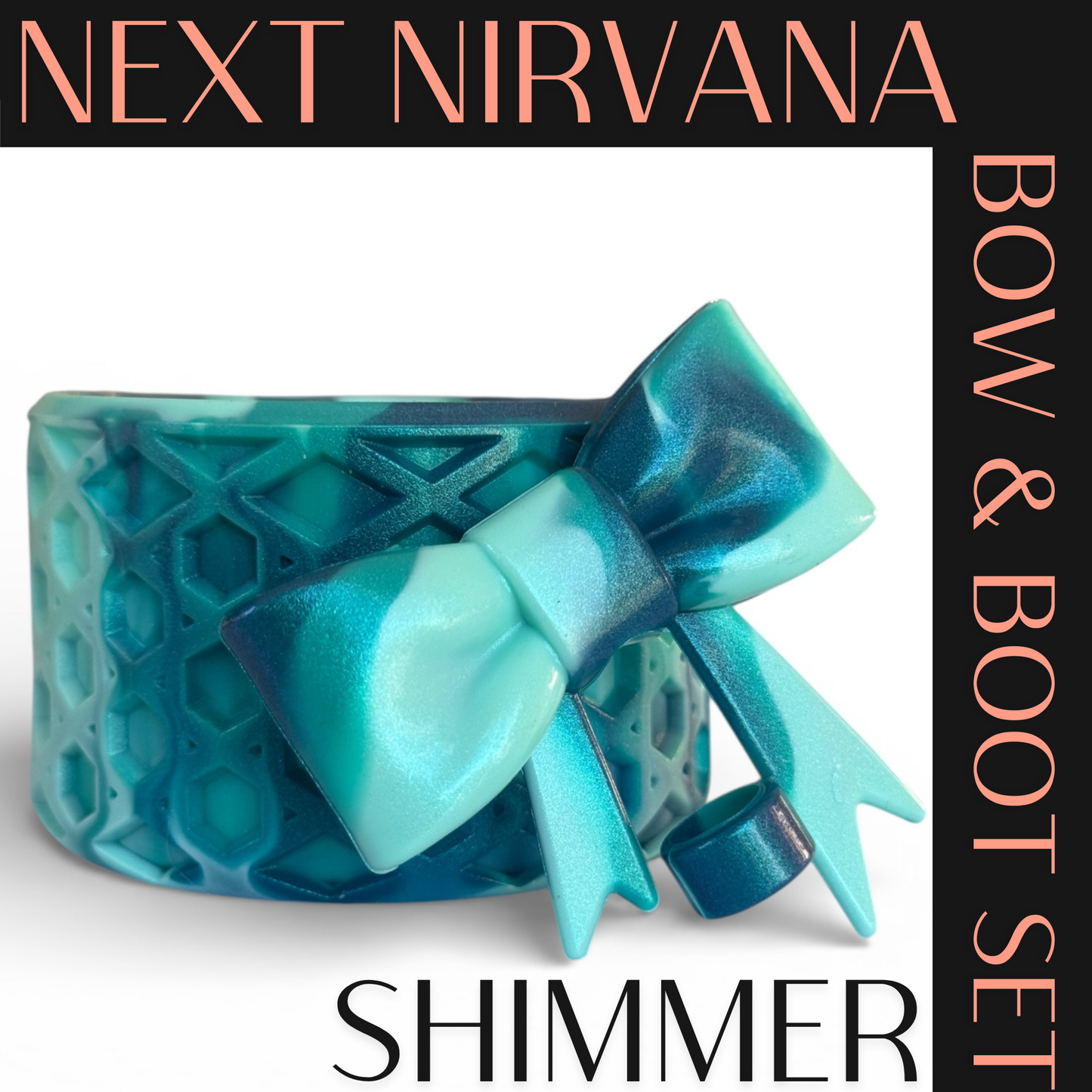 Cold Kiss | Teal | Shimmer | WAFFLE | 3D Bow & Boot Set