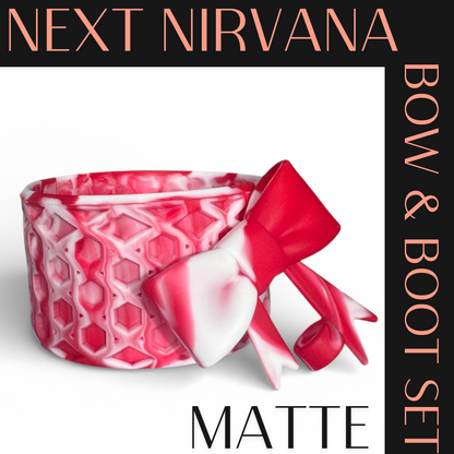 Lipstick & Lace | Red & White | Matte | WAFFLE | 3D Bow & Boot Set