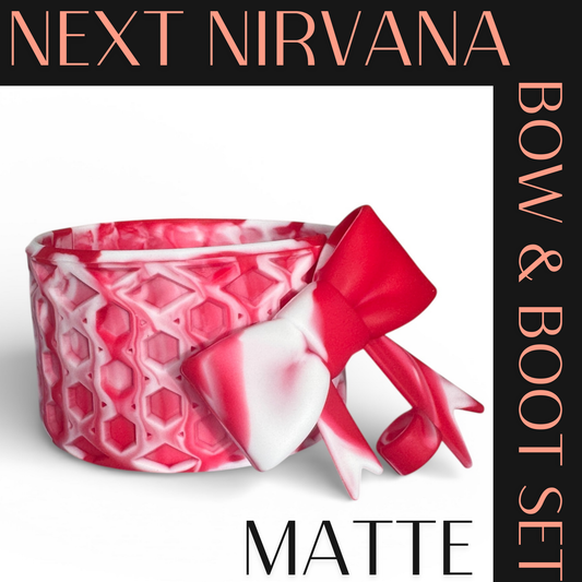 Lipstick & Lace | Red & White | Matte | WAFFLE | 3D Bow & Boot Set