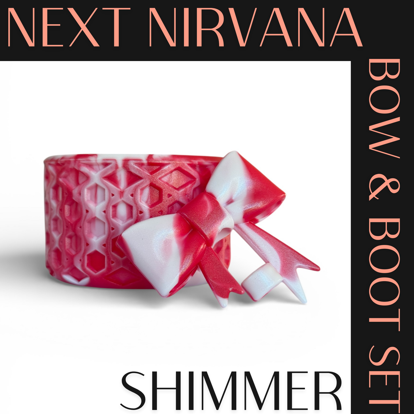 Lipstick & Lace | Red & White | Shimmer | WAFFLE | 3D Bow & Boot Set