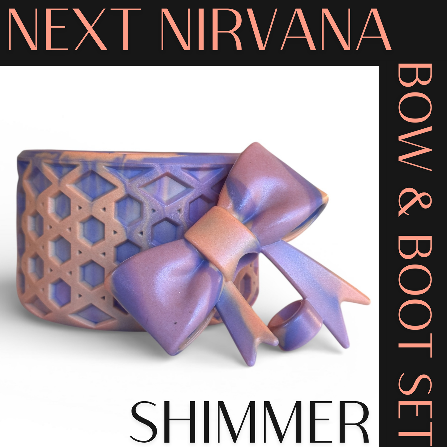 Love Spell | Lavender & Peach | Shimmer | WAFFLE | 3D Bow & Boot Set