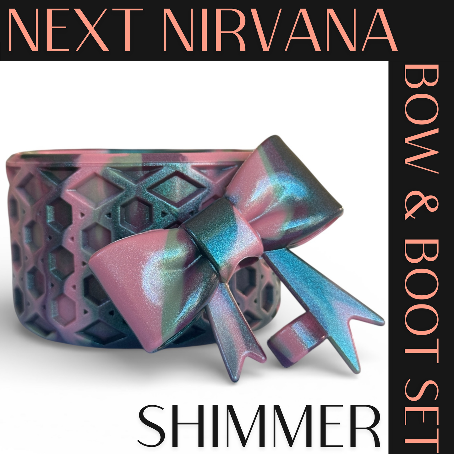 Midnight Rose | Shimmer | WAFFLE | 3D Bow & Boot Set