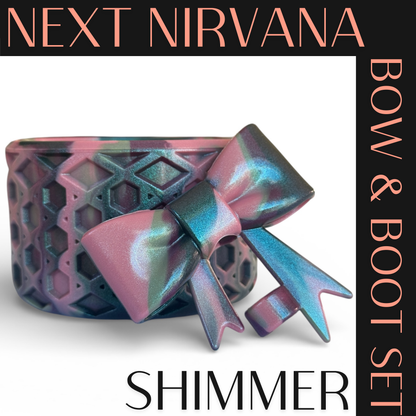 Midnight Rose | Shimmer | WAFFLE | 3D Bow & Boot Set