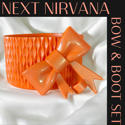 Tangerine Shimmer | WAVES | 3D Bow & Boot Set