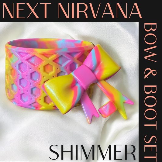 90's Neon Pop | Shimmer | WAFFLE | 3D Bow & Boot Set
