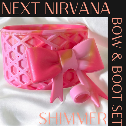 Pink Parade & Gold | WAFFLE | 3D Bow & Boot Set