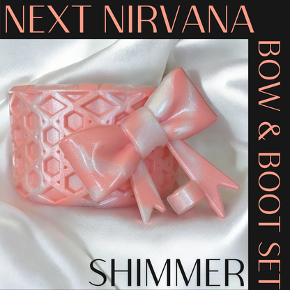 Peach Bellini | Shimmer | WAFFLE | 3D Bow & Boot Set