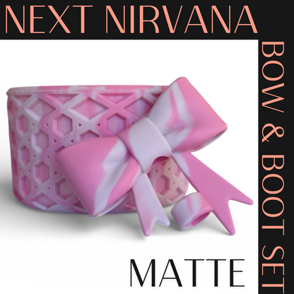 Peppermint Bow Pink | Matte | WAFFLE | 3D Bow & Boot Set