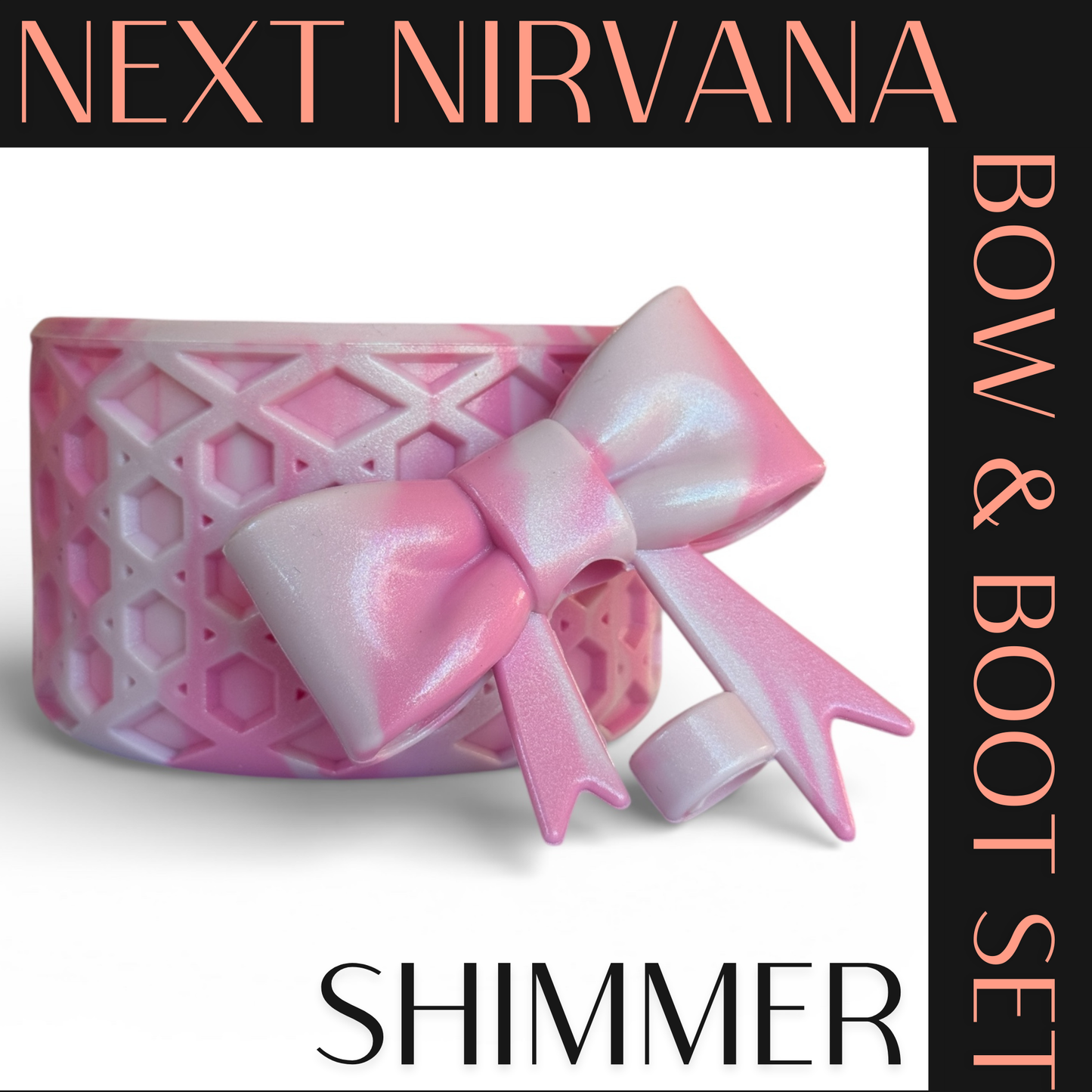 Peppermint Bow Pink | Shimmer | WAFFLE | 3D Bow & Boot Set